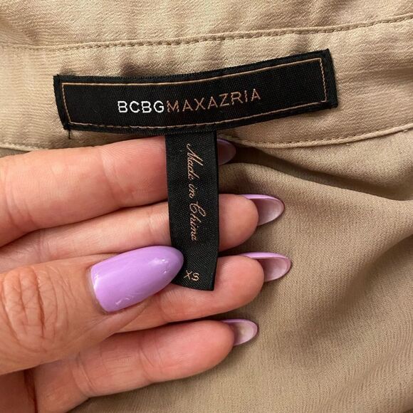 BCBG MaxAzria oversize puffy sleeves champagne colour blouse, XS - Picture 7 of 7